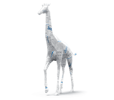 Giraffe aus Zeitungspapier - ein Design der Saarbrücker Zeitung Medienhaus GmbH und Trierischer Volksfreund Medienhaus GmbH