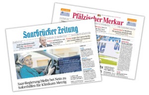 Titelseite Saarbrücker Zeitung und Pfälzischer Merkur