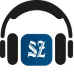 Ein Kopfhörer in Form eines Icons mit dem Logo SZ wird dargestellt