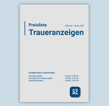 Preisliste Traueranzeigen Saarbrücker Zeitung 2025
