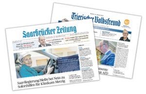 Titelseiten von Saarbrücker Zeitung und Trierischer Volksfreund