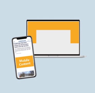 Ein Laptop und ein Smartphone mit Platzhaltern für Displaywerbung werden dargestellt.