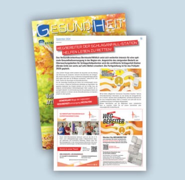 Die Titelseite und ein Inhaltsseite des Gesundheitsmagazins des Trierischen Volksfreund wird dargestellt.