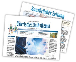 Titelseite Trierischer Volksfreund und Titelseite Saarbrücker Zeitung