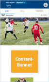 Ein Screenshot des Werbemittels "Content-Banner" auf dem Portal fupa.net/rheinland wird dargestellt.