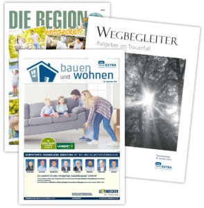 Die Titelseiten von drei unterschiedlichen Themenbeilagen im Trierischen Volksfreund werden dargestellt