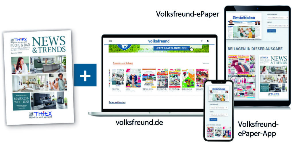 Screenshot einer Beilage des Trierischen Volksfreund, die digital dargestellt wird.