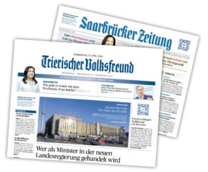 Titelseite Trierischer Volksfreund und Titelseite Saarbrücker Zeitung