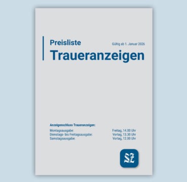 Titelseite der Trauerpreisliste der SZ wird dargestellt.