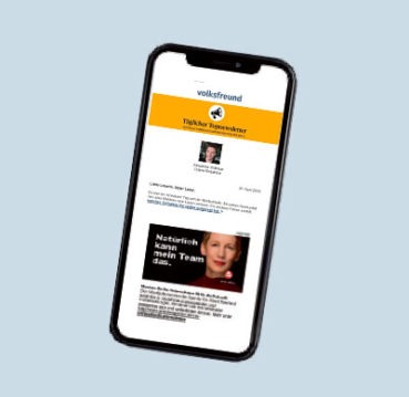 Der Newsletter des Trierischen Volksfreund wird auf einem Smartphone dargestellt.