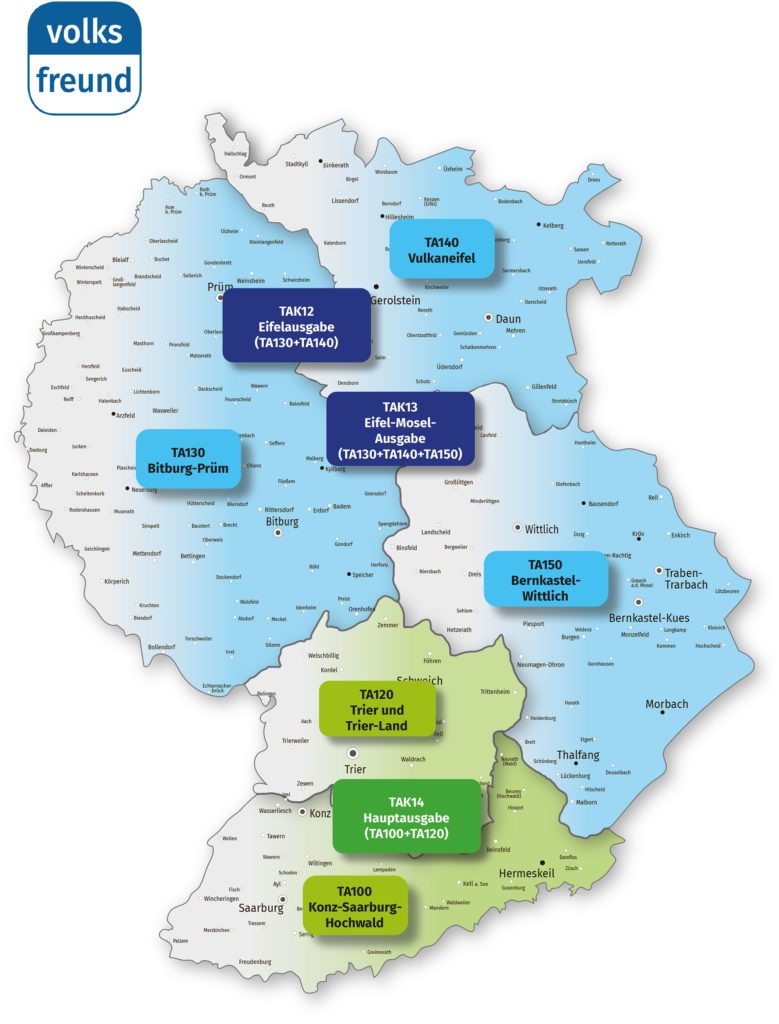 Verbreitungsgebietkarte des Trierischen Volksfreund