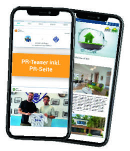 Ein Screenshot des Werbemittels "PR-Angebot" auf dem Portal fupa.net/rheinland wird dargestellt.